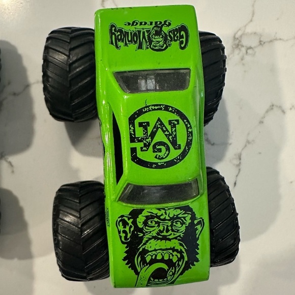 Mattel hot wheels toy car monster truck plastic x3 gas monkey, digger and Braun - Picture 2 of 12